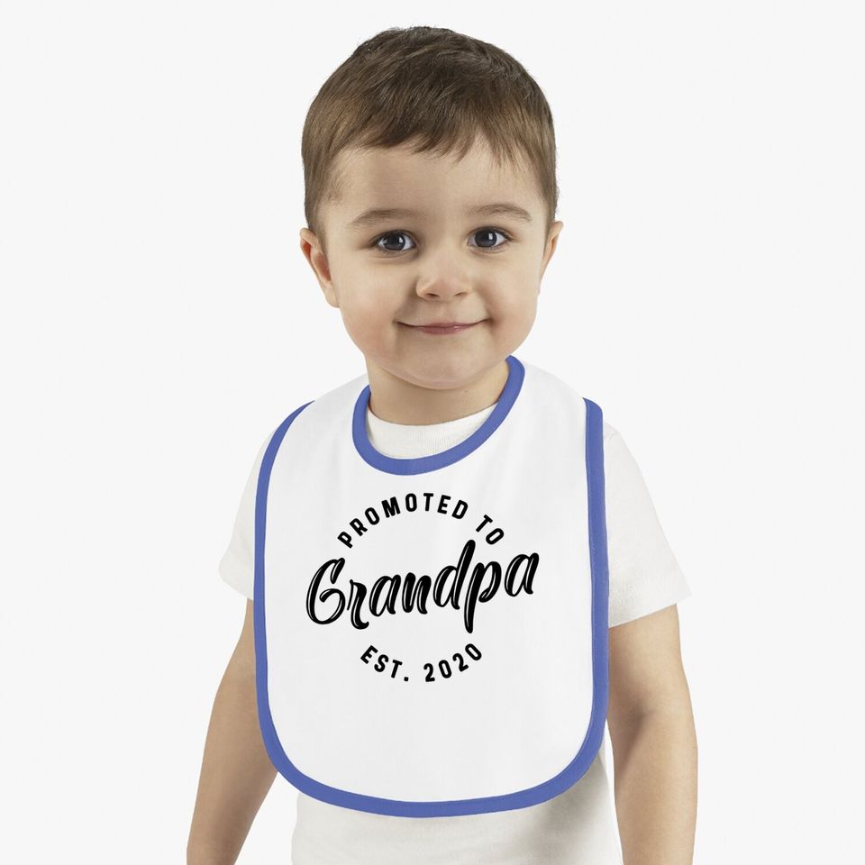 Promoted To Grandpa Est 2020 Baby Bib Best Funny Novelty Gift Fathers Day