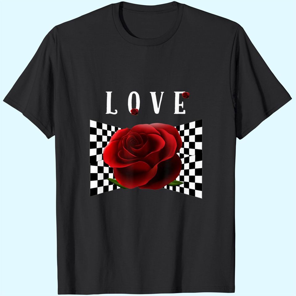 Love Checkerboard Rose T Shirt
