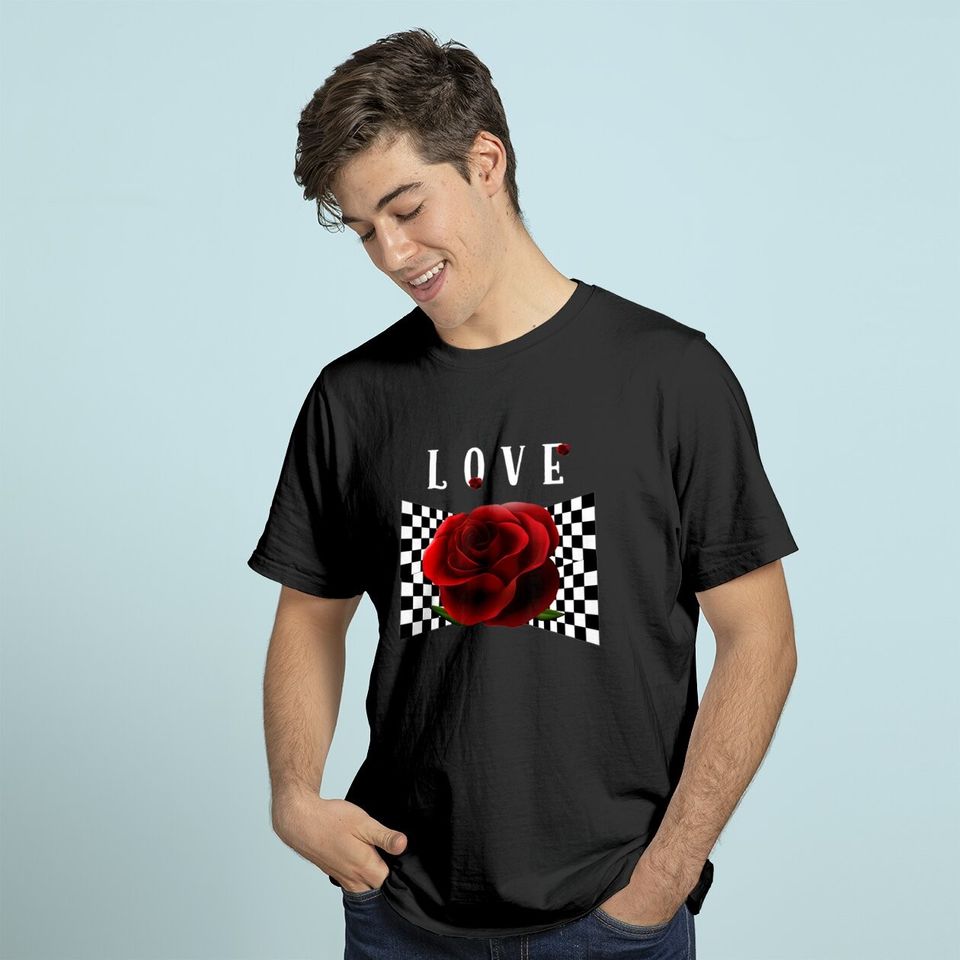Love Checkerboard Rose T Shirt