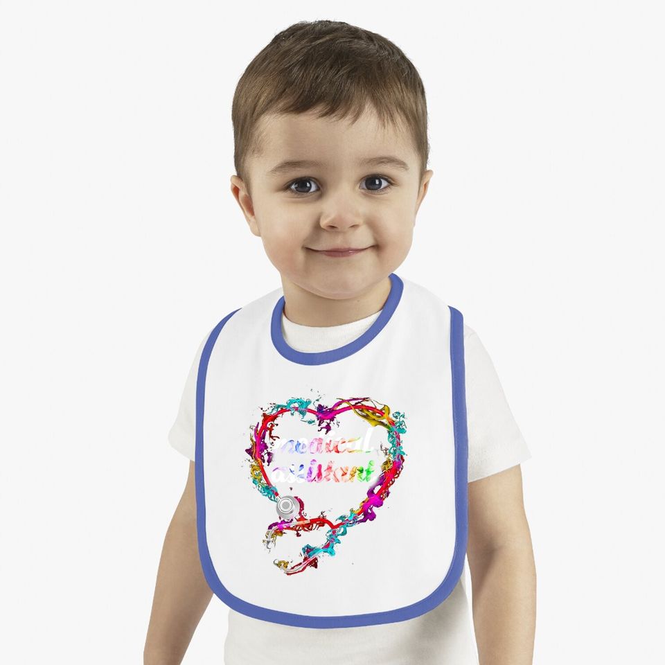 Cute Medical Assistant Colorful Stethoscope Heart Baby Bib