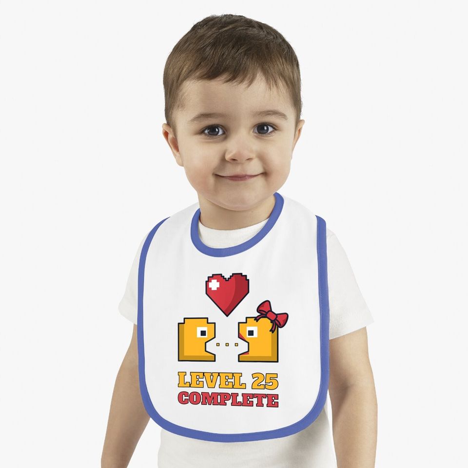 Funny Gamers Level 25 Complete 25th Wedding Anniversary Baby Bib