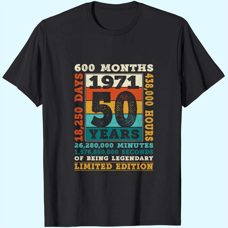 Retro 1971 50 Years of Being Legendary T Shirt