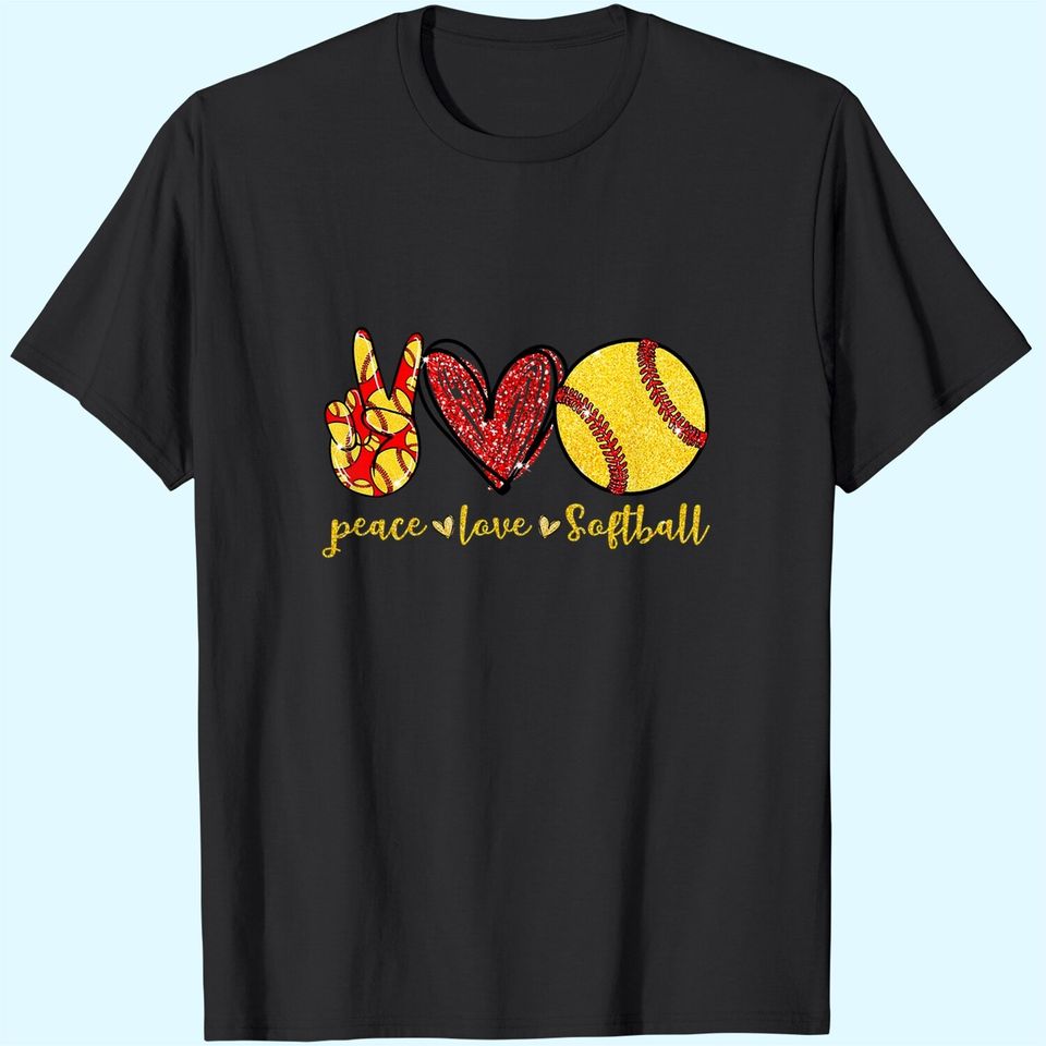 Peace Love Softball Cute Softball Lovers Gifts T-Shirt