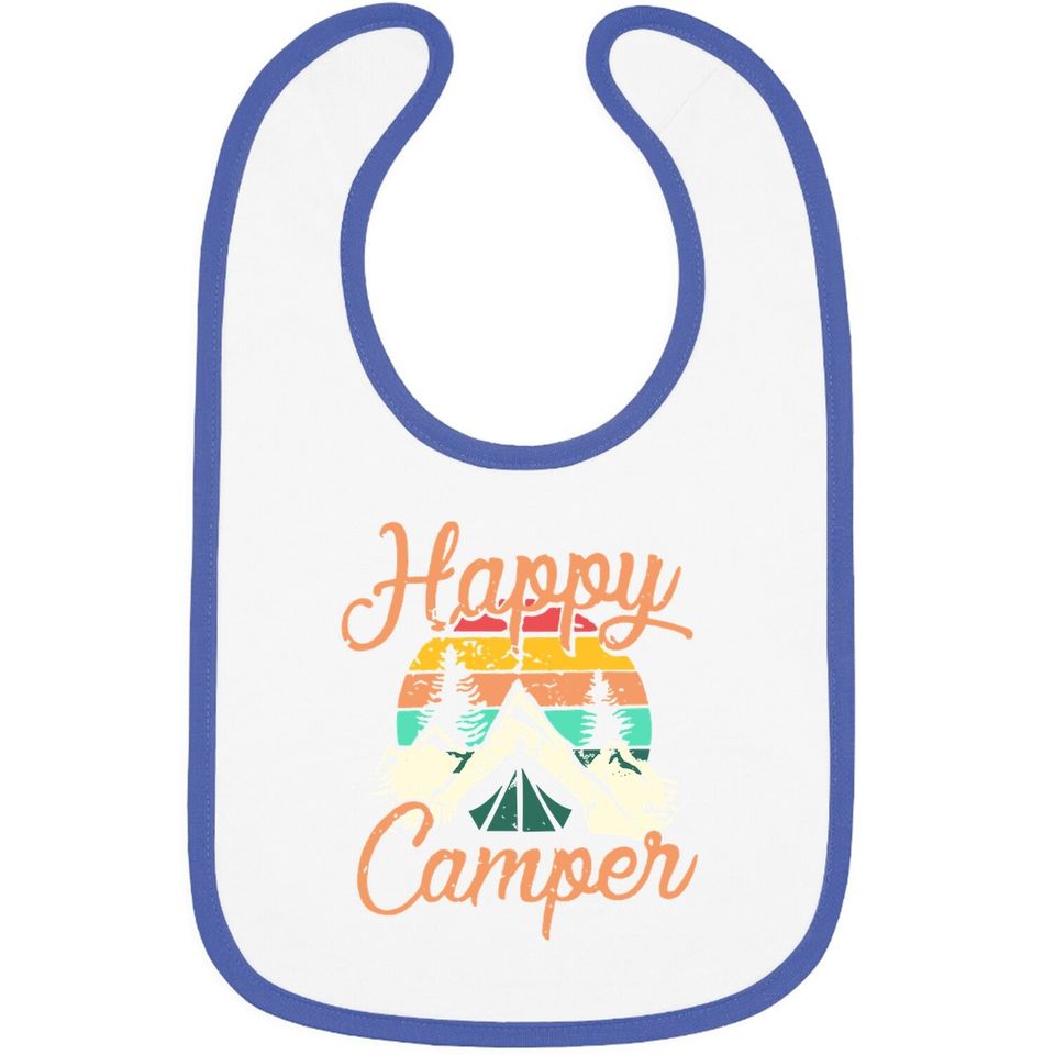 Happy Camper Baby Bib For Funny Cute Graphic Bib Short Sleeve Letter Print Casual Bib Baby Bib