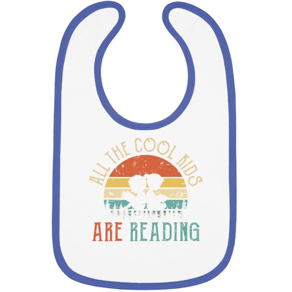 All The Cool Are Reading Book Vintage Reto Sunset Baby Bib