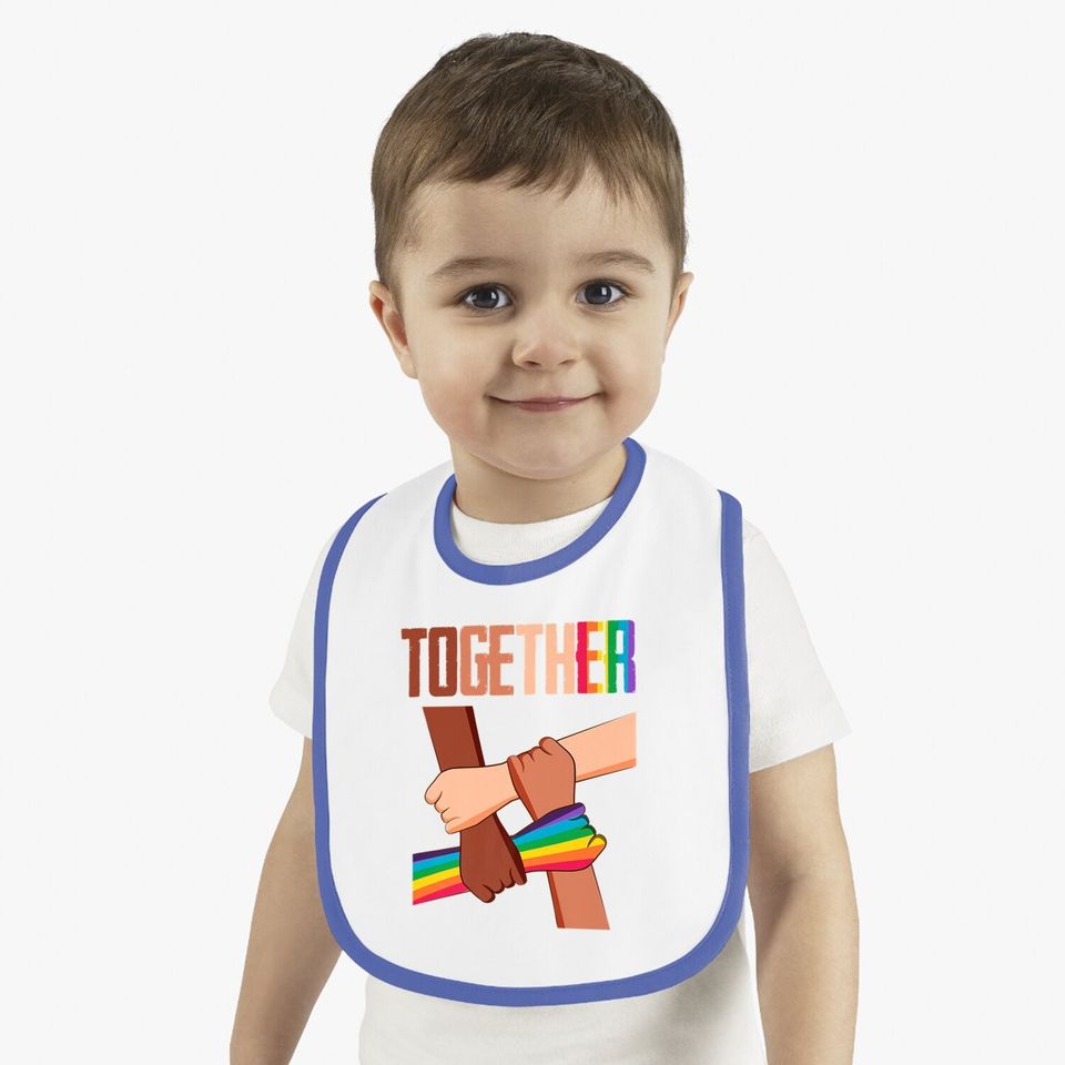 Equality Social Justice Human Rights Together Rainbow Hands Baby Bib