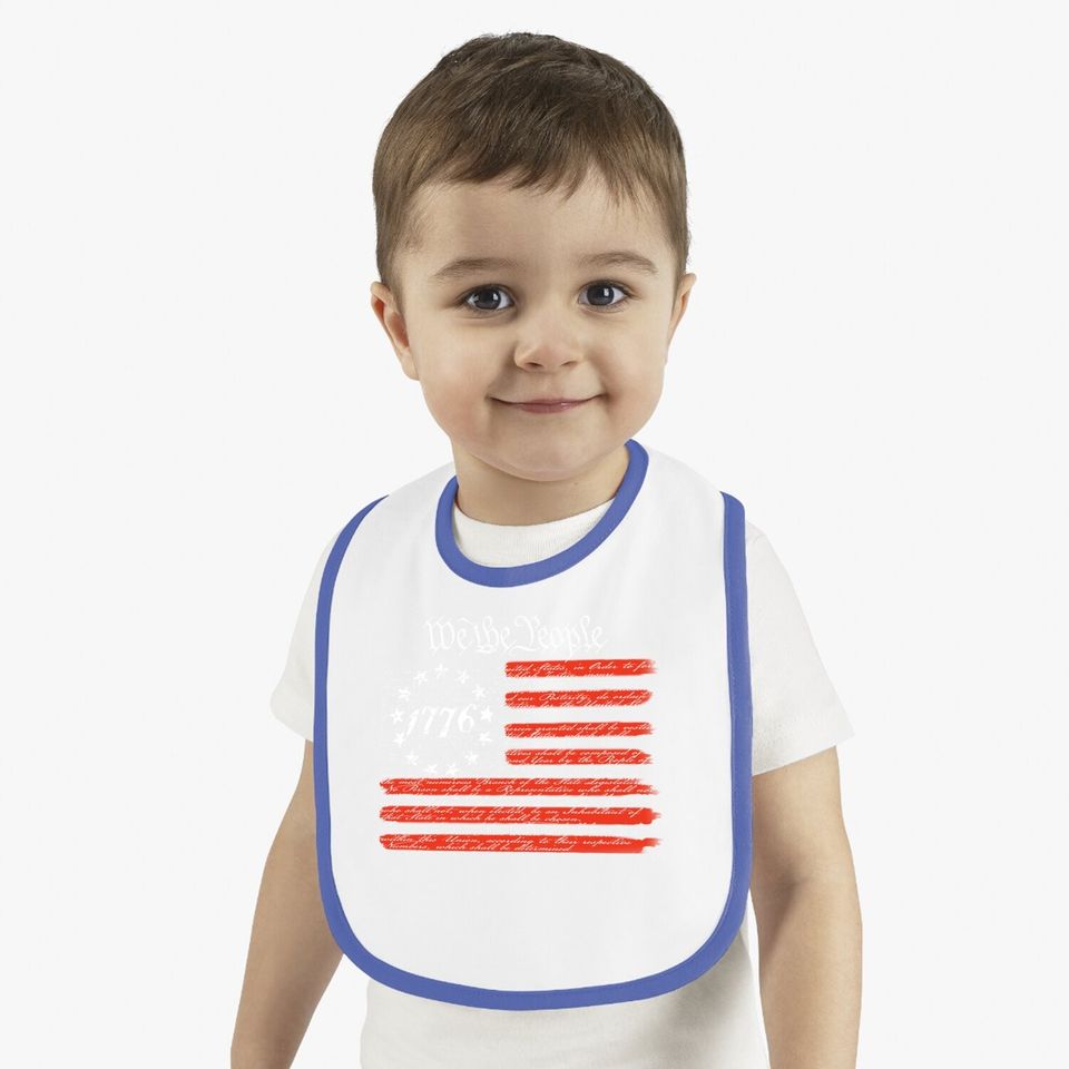 Country Life We The People American Flag Constitution Navy Blue Baby Bib