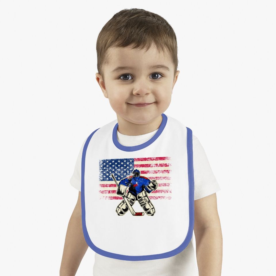 Ice Hockey Goalie Usa Flag Gift For Goalie Baby Bib