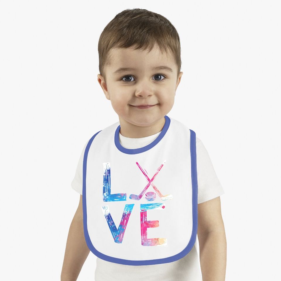 Love Ice Hockey Girls Hockey Gifts Ice Hockey Baby Bib