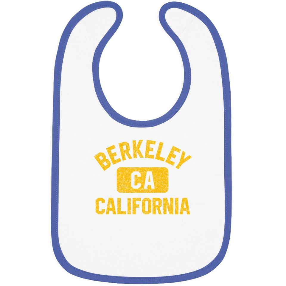 Berkeley Ca California Gym Style Distressed Amber Print Baby Bib