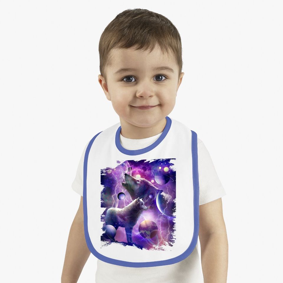 Cosmic Wolf Howling At Moon In Spacet Baby Bib