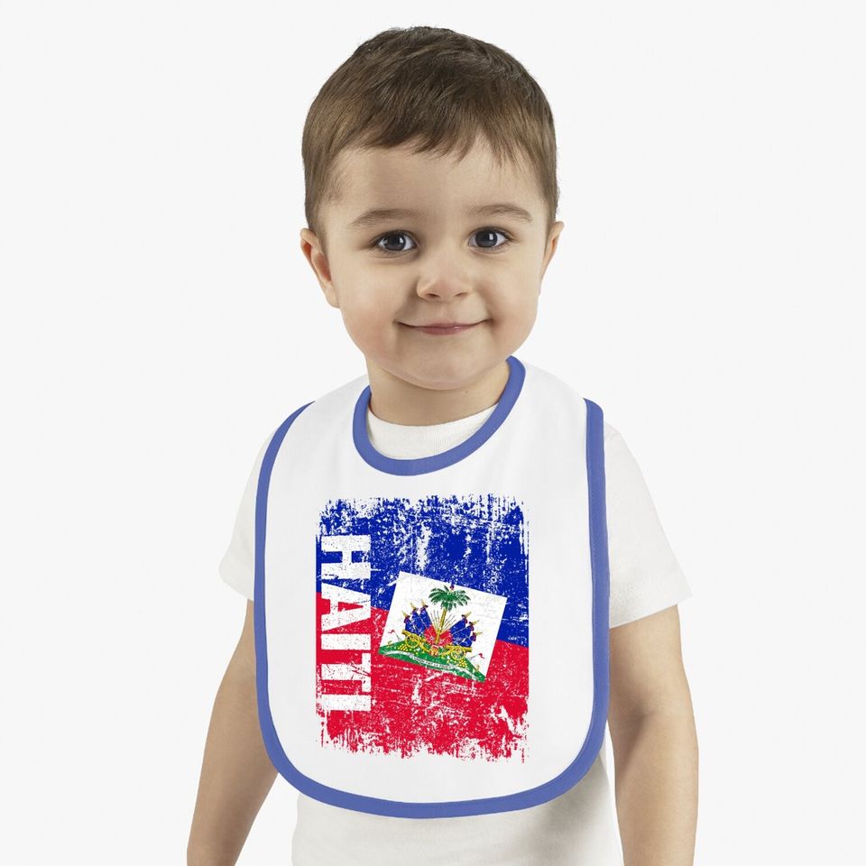 Haiti Flag Vintage Distressed Baby Bib