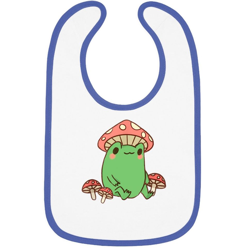 Frog With Mushroom Hat Cottagecore Aesthetic Baby Bib
