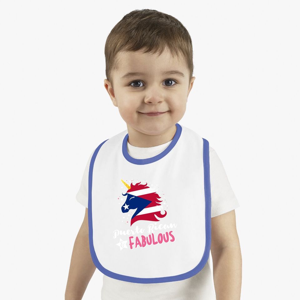 Puerto Rican Unicorn Flag Baby Bib