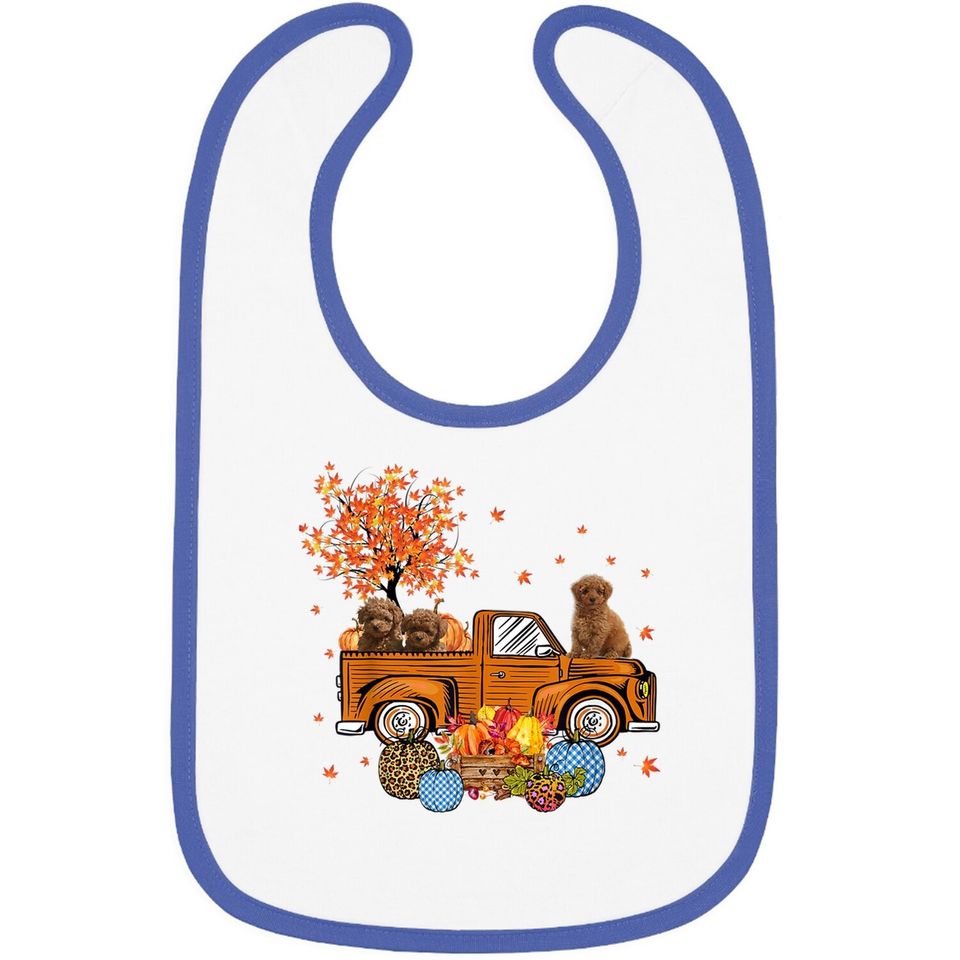 Poodle Pumpkins Truck Leaf Autumn Fall Thanksgiving Baby Bib