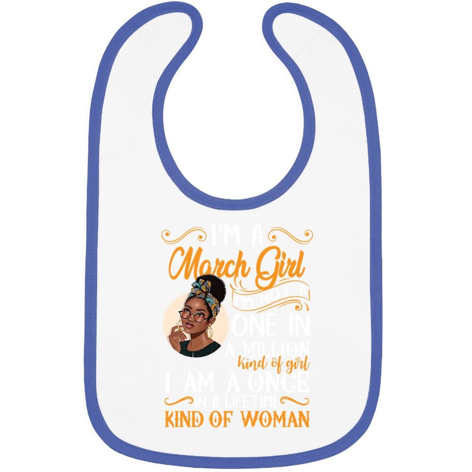 I'm A March Girl Black Pisces Baby Bib