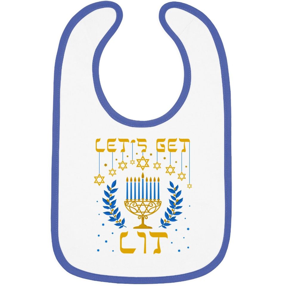 Let's Get Lit Hanukkah Jew Menorah Baby Bib
