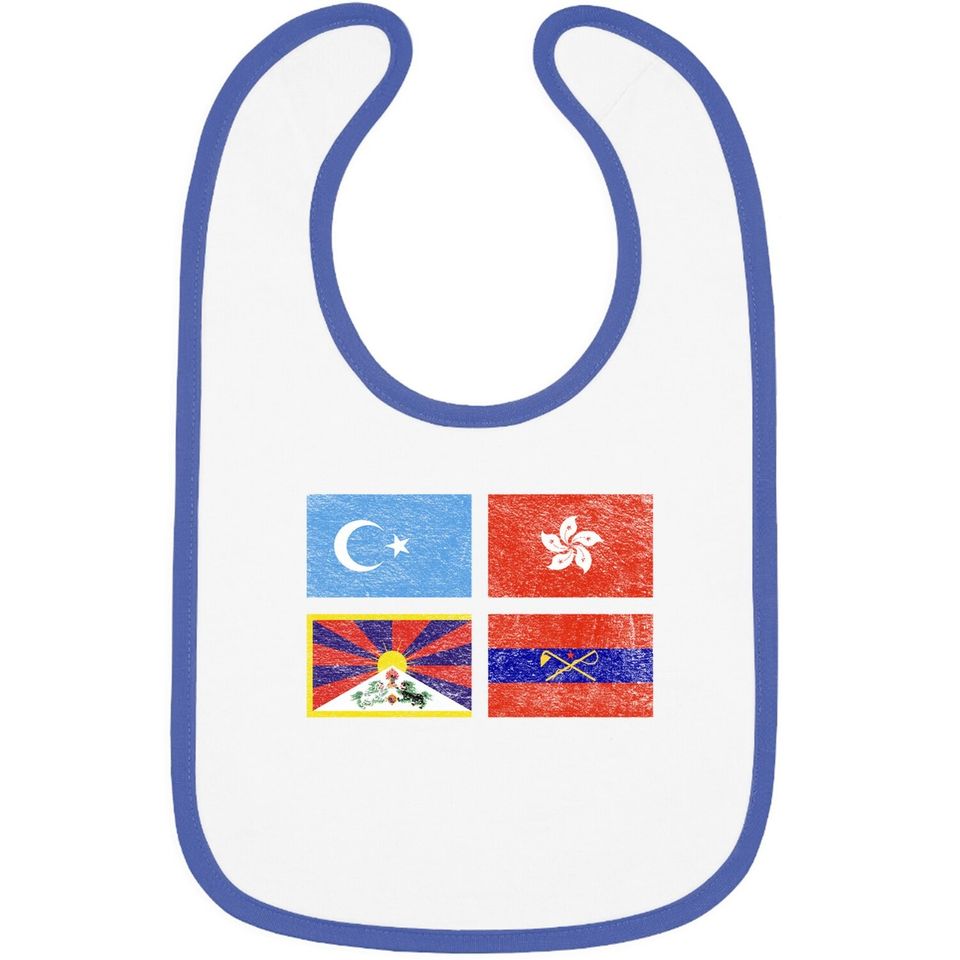Free Tibet Uyghurs Hong Kong Inner Mongolia China Flag Baby Bib