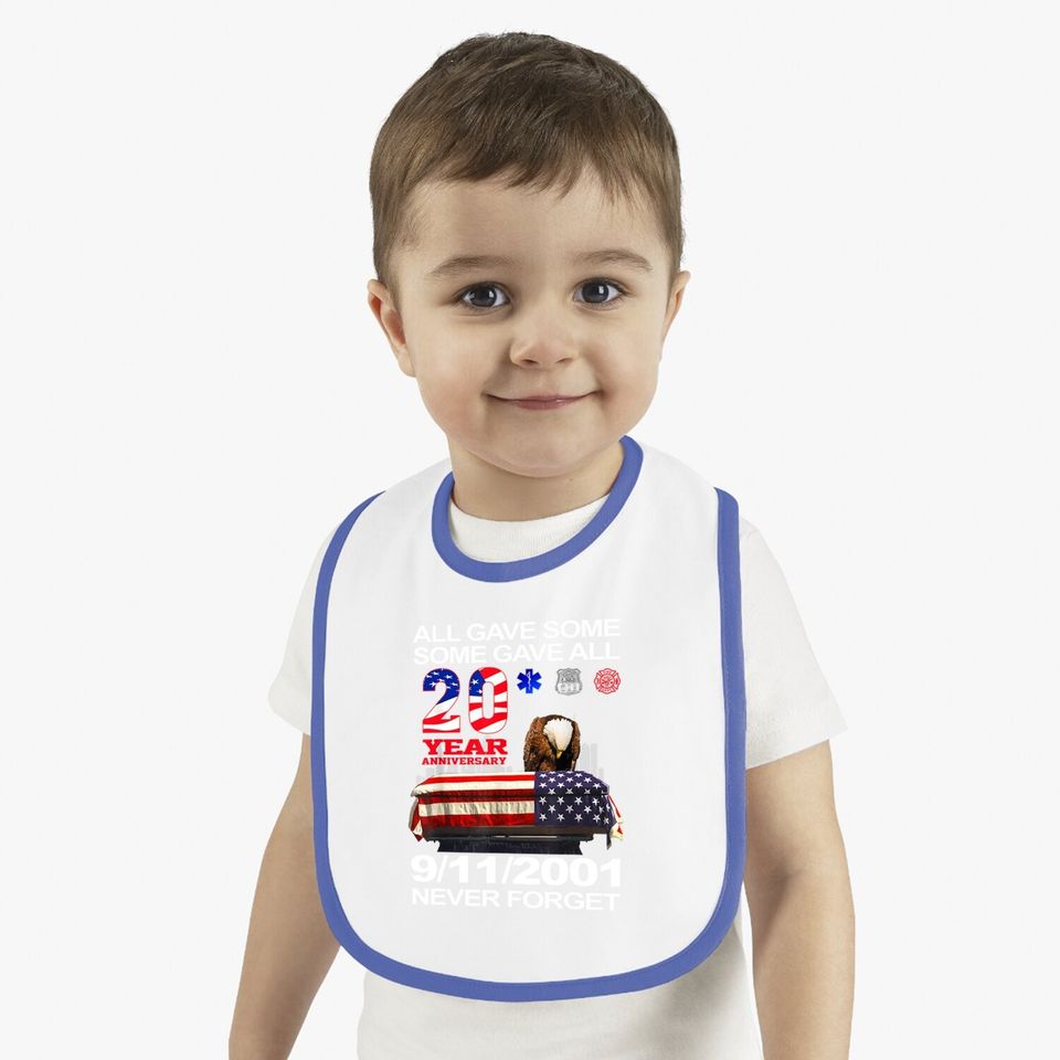 Never Forget 9-11-2001 20th Anniversary Firefighters Baby Bib