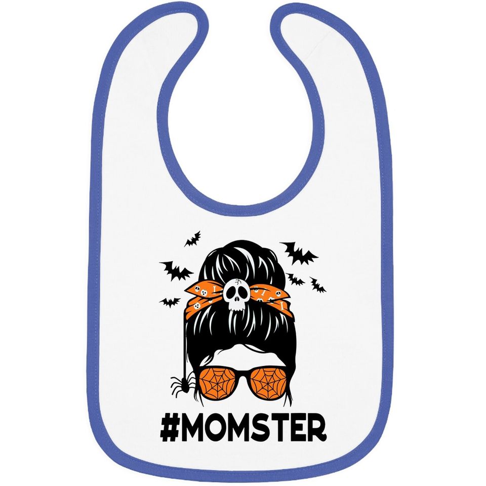 Messy Bun Mom Halloween Funny Momster Baby Bib