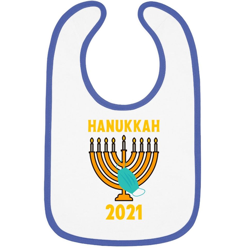 Happy Hanukkah 2021 Jewish Menorah Wearing Face Mask Baby Bib