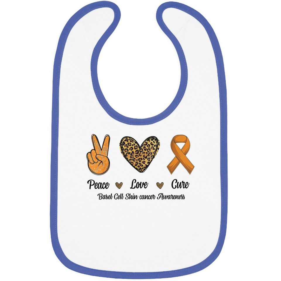 Peace Love Cure Basal Cell Skin Cancer Awareness Leopard Baby Bib