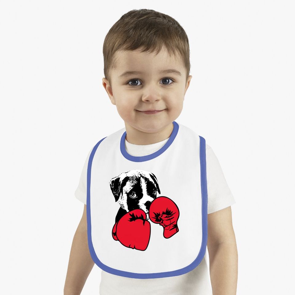 Dog With Boxing Red Gloves Baby Bib