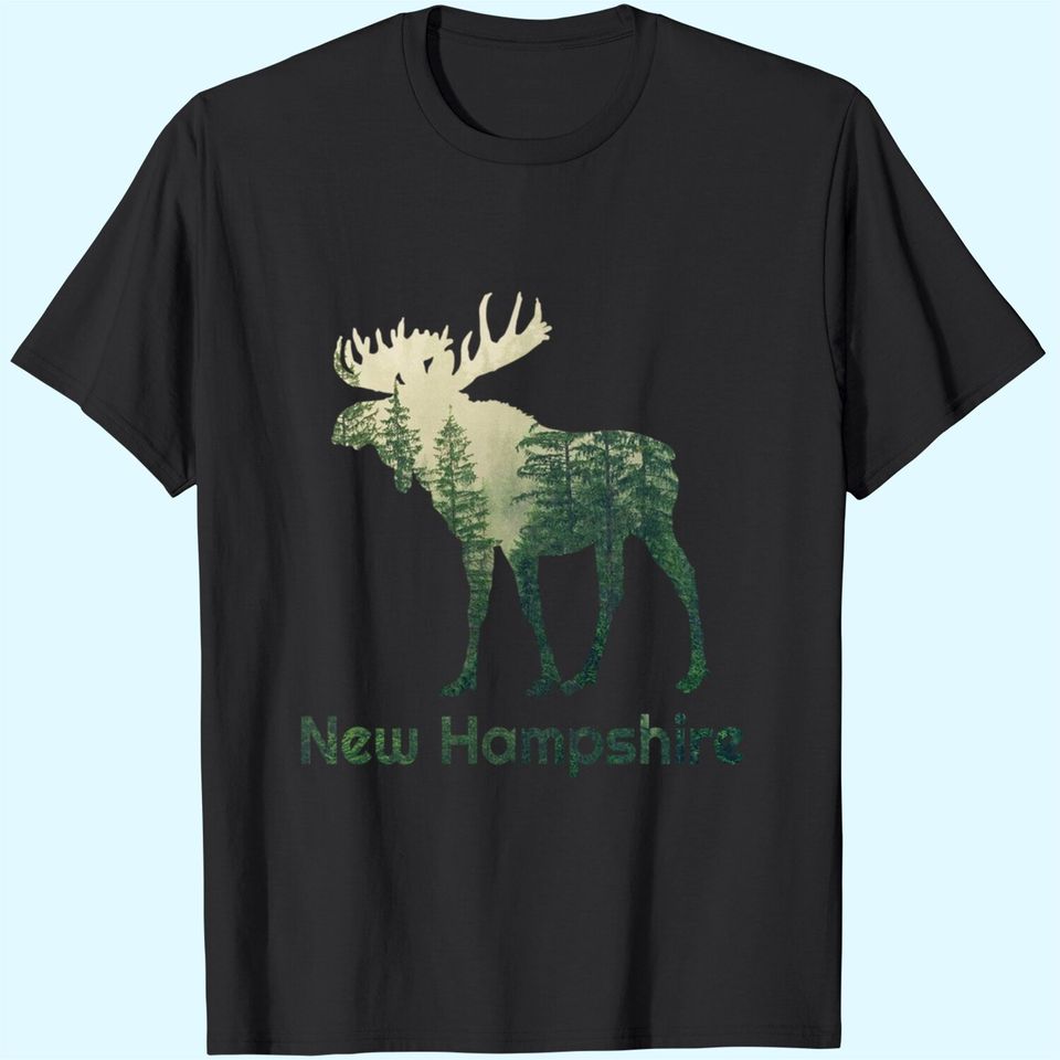 State Of New Hampshire Moose Forest Tree Hunter Wildlife T-Shirt