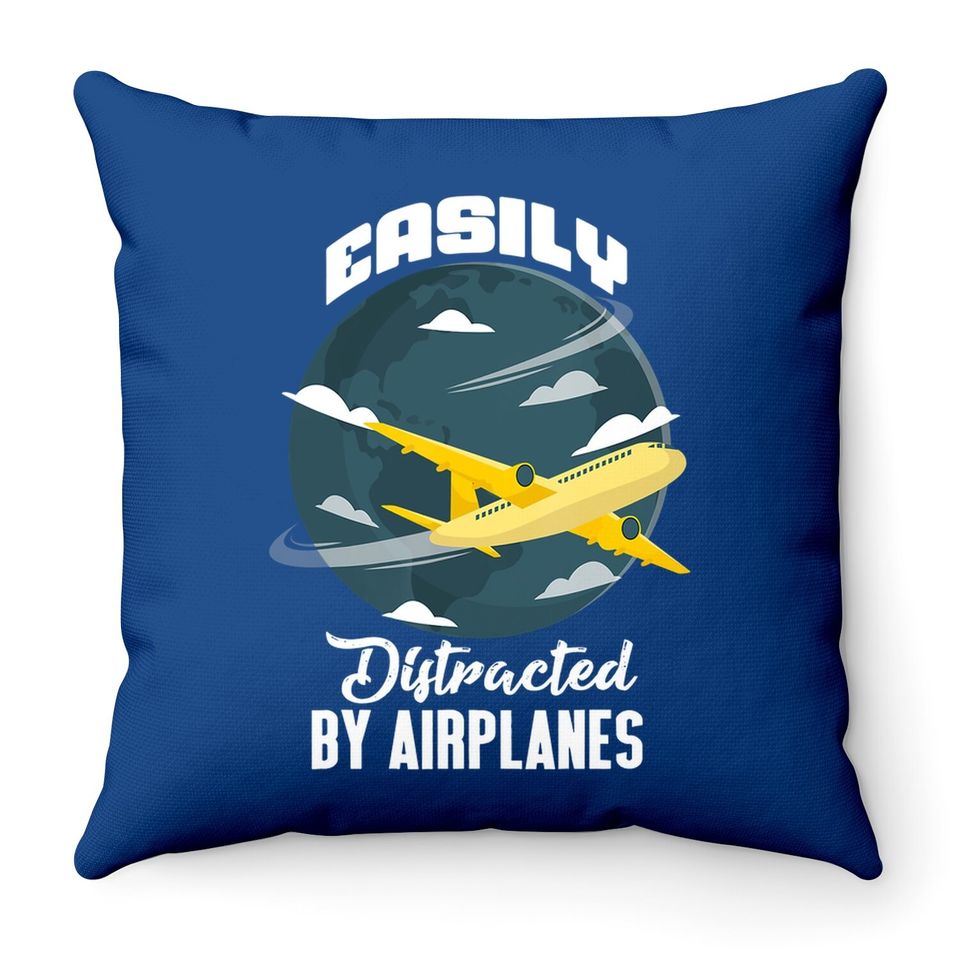 Boys Girls Easily Distracted By Airplanes Throw Pillow