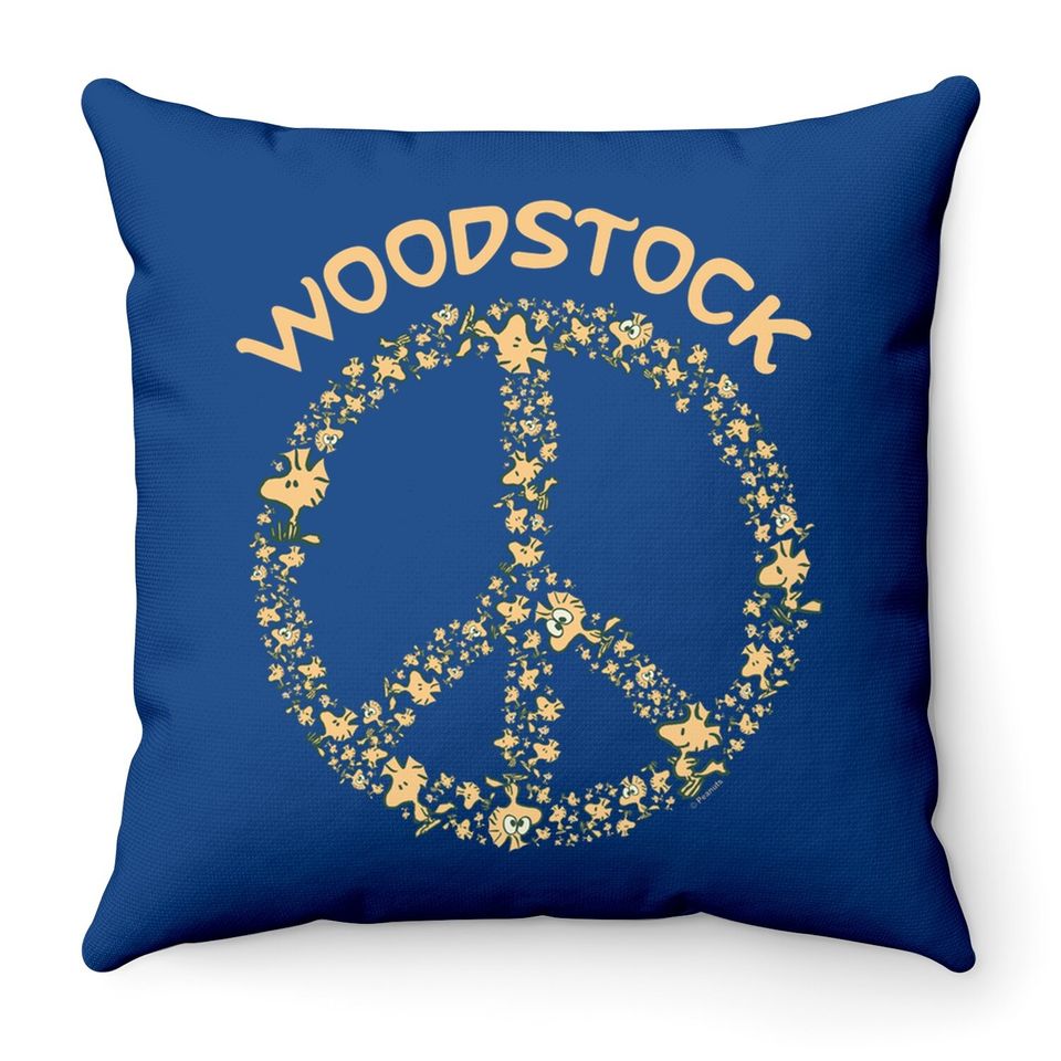 Peanuts Woodstock 50th Anniversary Peace Sign Throw Pillow
