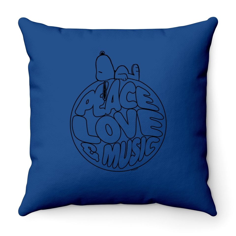 Peanuts Woodstock 50th Anniversary Peace Love And Music Throw Pillow