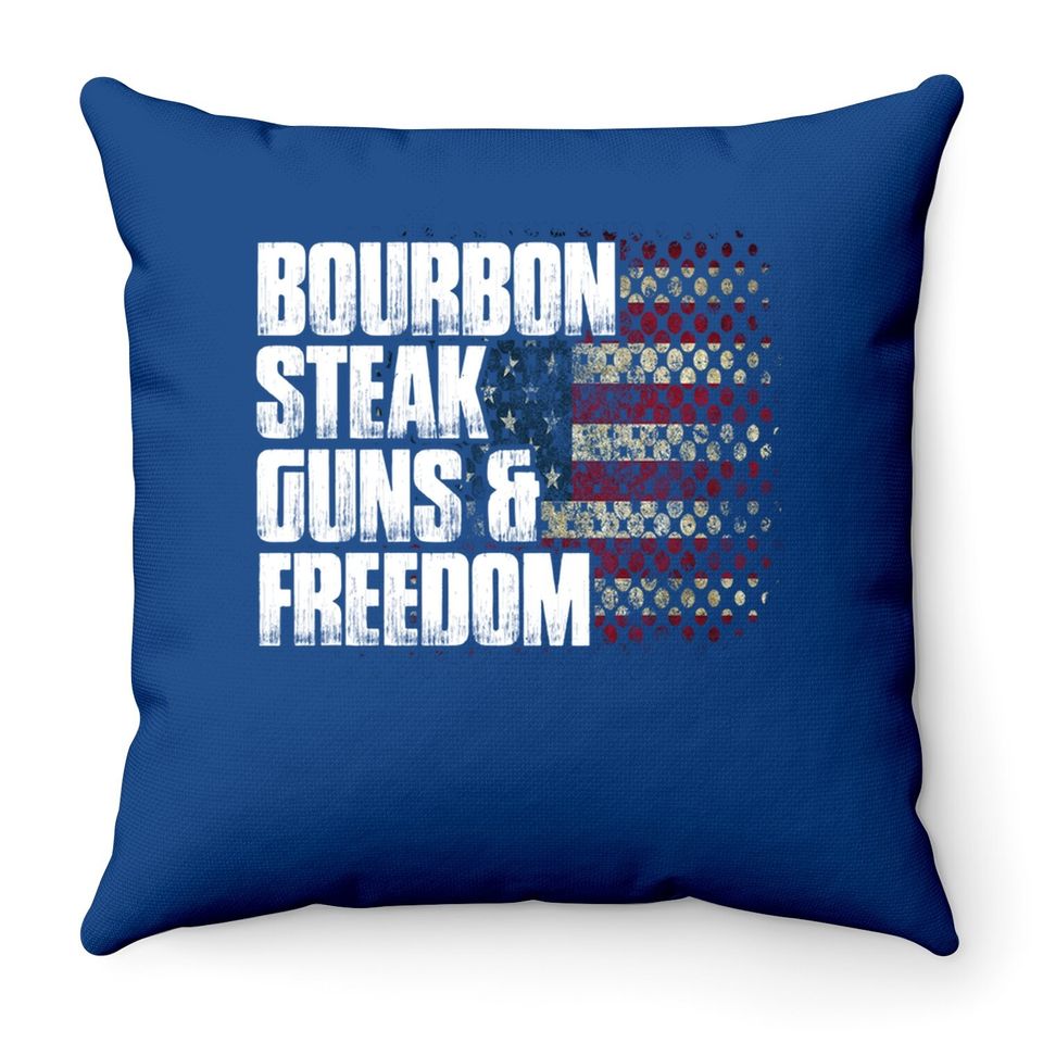 Bourbon Steak Guns & Freedom Usa Flag Whiskey Gift Throw Pillow