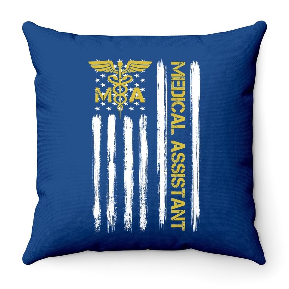 American Flag Patriotic Certified Medical Assistant Ma Gift Throw Pillow