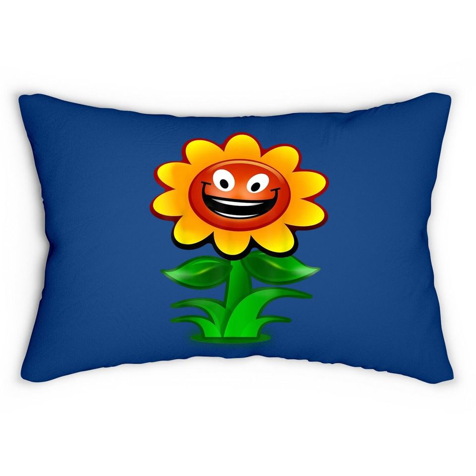 Happy Sunflower Cartoon Lumbar Pillow