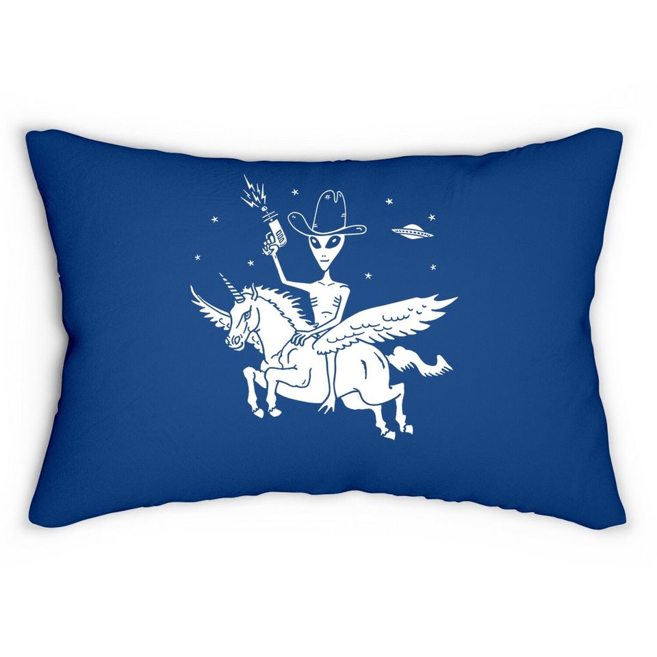 Lumbar Pillow Alien Riding Unicorn
