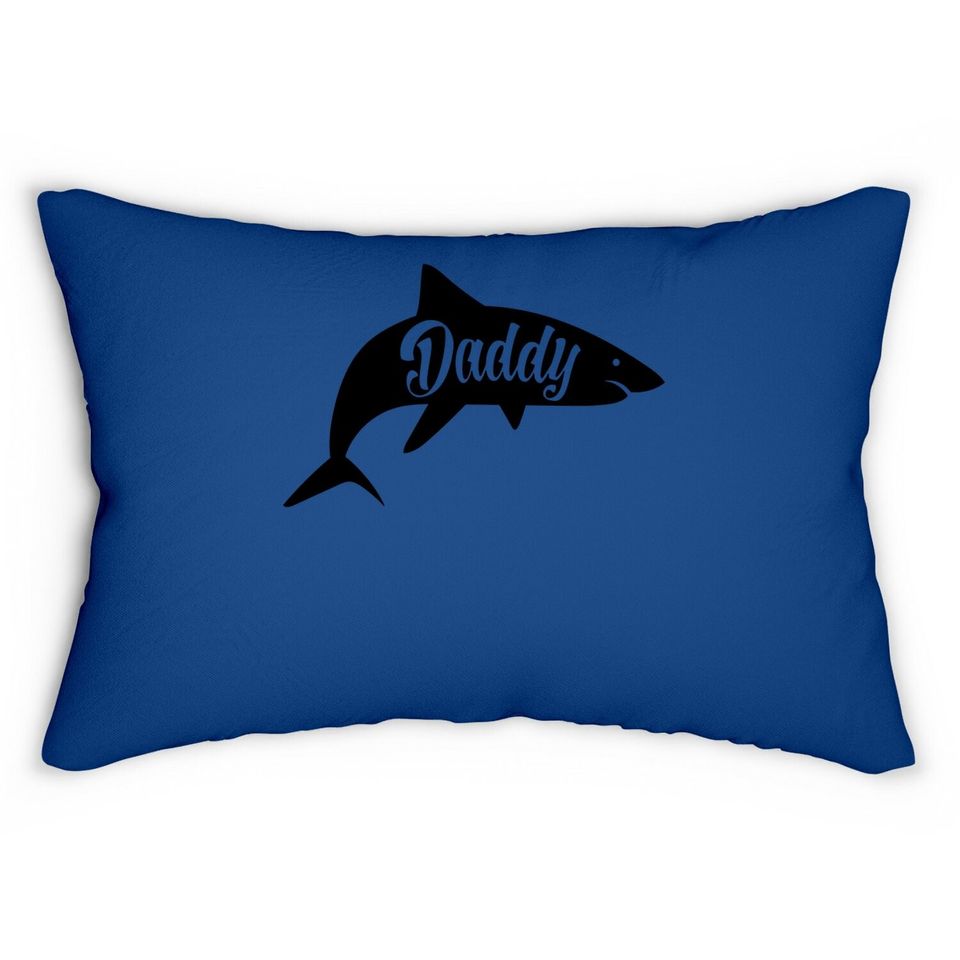 Daddy Shark Lumbar Pillow Cute Funny Family Cool Best Dad Vacation Lumbar Pillow For Guys