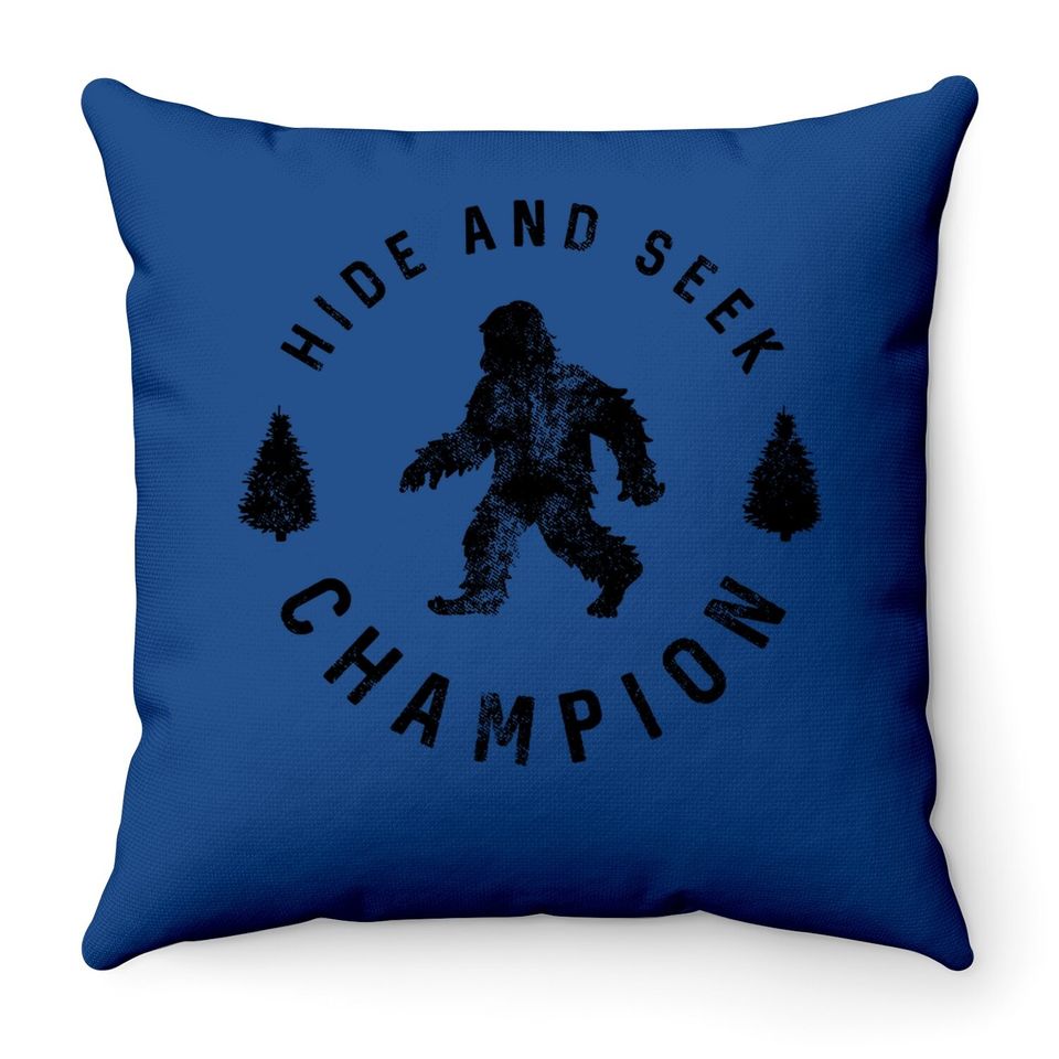Hide And Seek Champion Throw Pillow Funny Bigfoot Throw Pillow Humor Cool Graphic Print