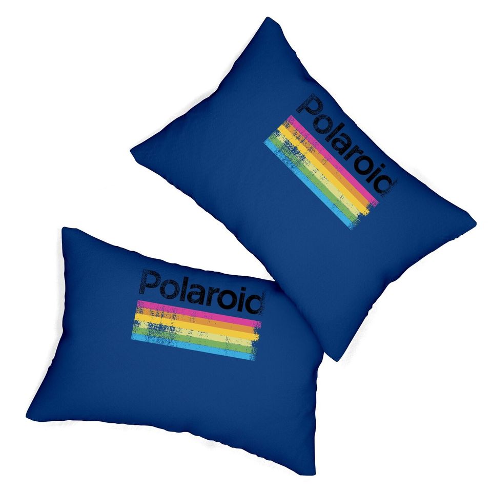 Classic Polaroid Logo Vintage Style Rainbow Lumbar Pillow