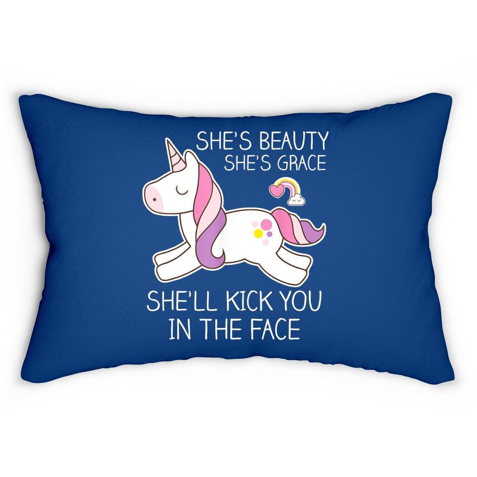Unicorn Lumbar Pillow - Beauty, Grace, Kick You In The Face Lumbar Pillow
