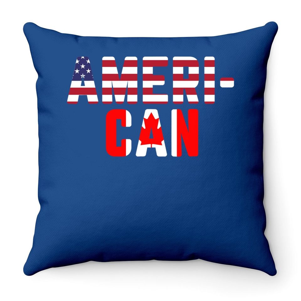 American Canadian Flag Throw Pillow America Canada Patriotic Throw Pillow