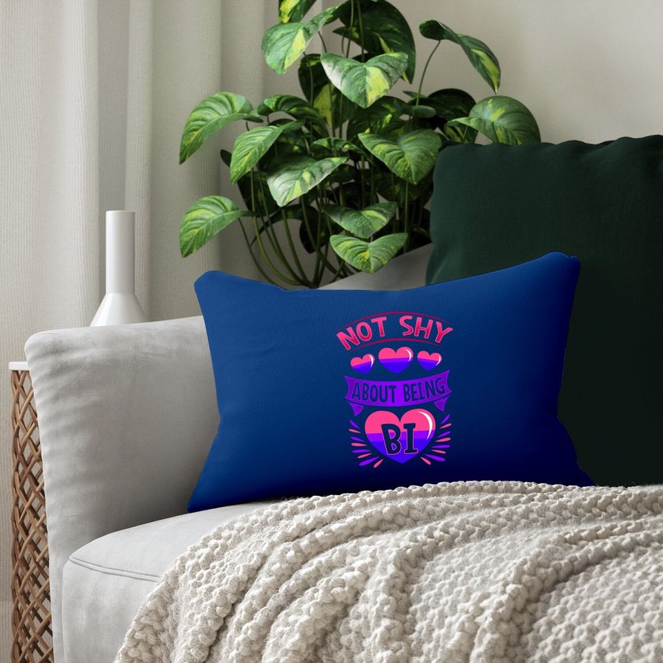 Bisexual Gay Pride Month Funny Not Shy About Being Bi Pride Lumbar Pillow