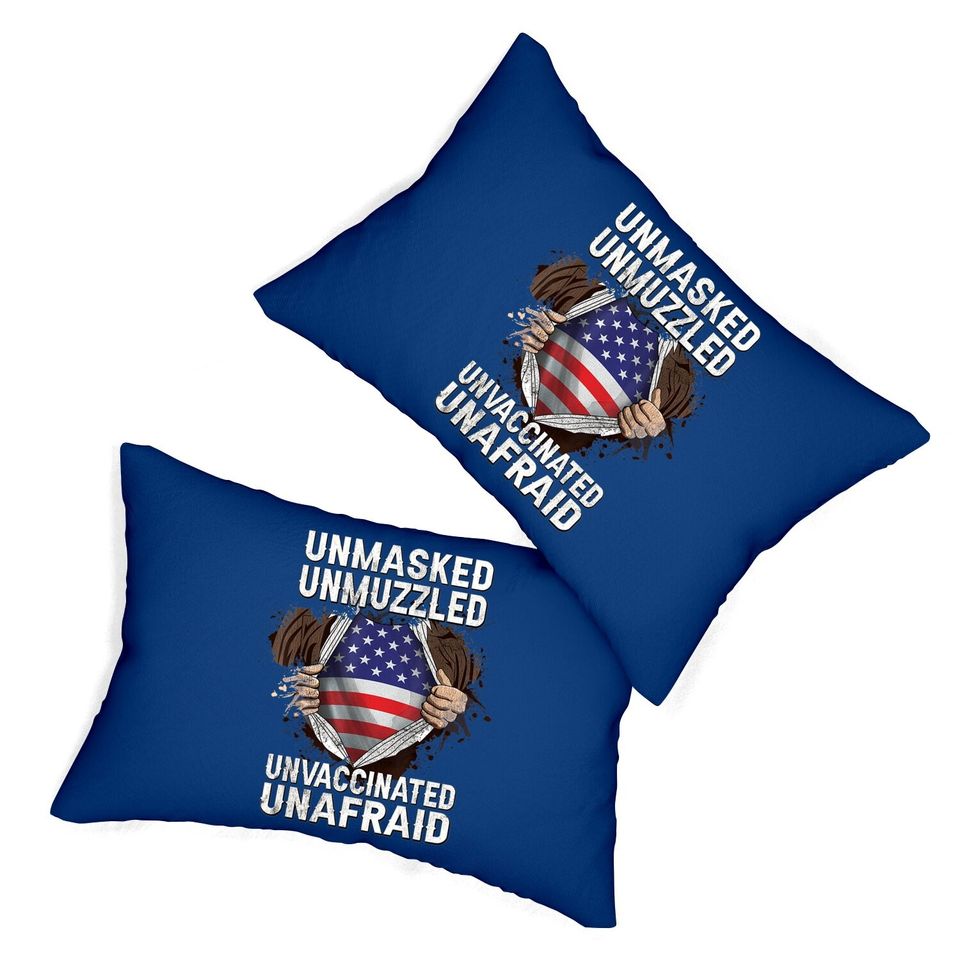 Fathers Day Gift Unmasked Unmuzzled Unvaccinated Unafraid Lumbar Pillow