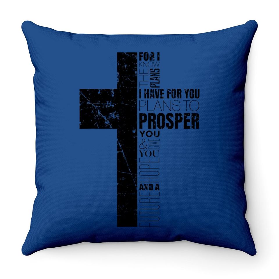 Jeremiah 29:11 Christian Bible Verse Gifts Cross Religious Throw Pillow
