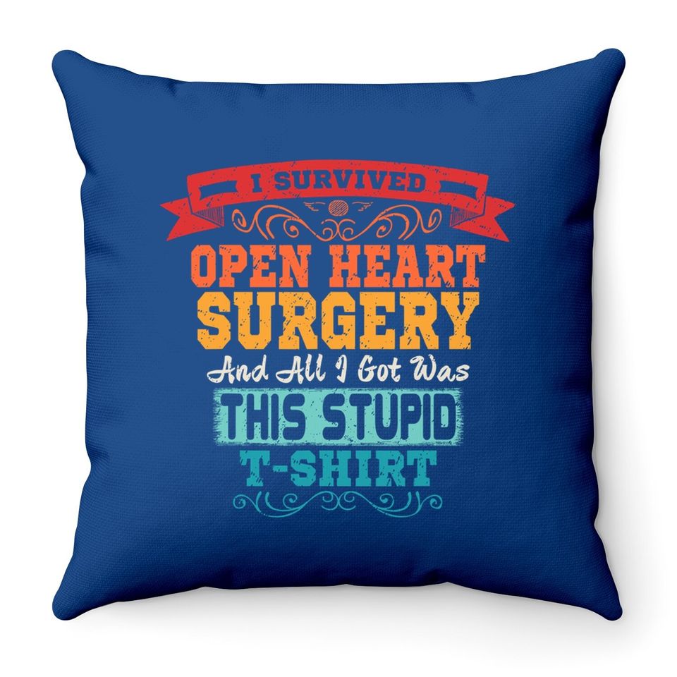 Open Heart Surgery Throw Pillow Survivor Post Attack Recovery Gift