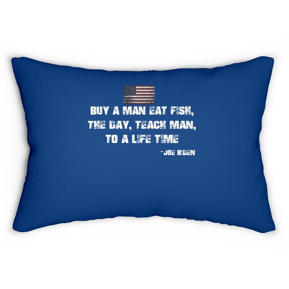 Buy A Man Eat Fish Funny Joe Biden Quote Lumbar Pillow