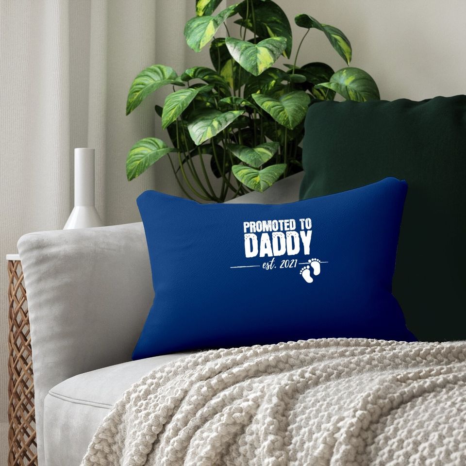 Promoted To Daddy 2021 Soon To Be Dad Husband Gift Lumbar Pillow