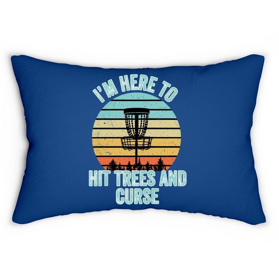 Disc Golf Lumbar Pillow Funny Hit Trees And Curse Retro Disc Golf Gi Lumbar Pillow