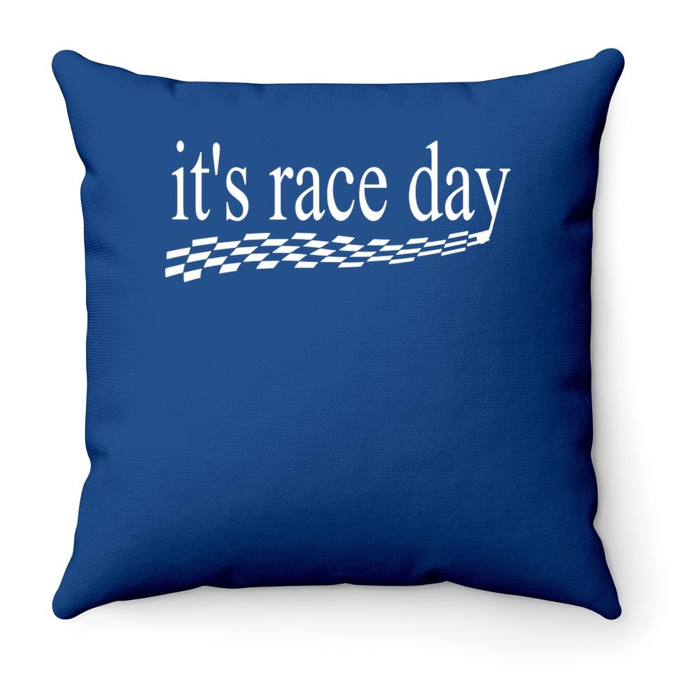 It's Race Day Throw Pillow Auto Racing Dirt Racing Checkered Flag Throw Pillow