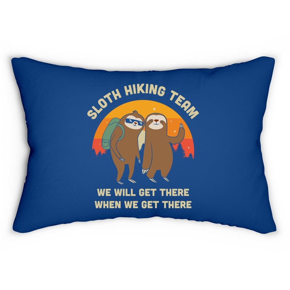 Sloth Hiking Team - Funny Vintage Gift Lumbar Pillow