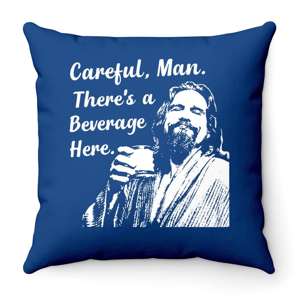 Big Lebowski Throw Pillow Funny Movie Quote Throw Pillow Vintage 90s The Dude Abides Careful Man There's A Beverage Here